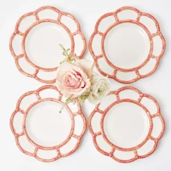 Mrs. Alice Bamboo Crockery|Pink Petal Bamboo Starter Plates (Set Of 4)