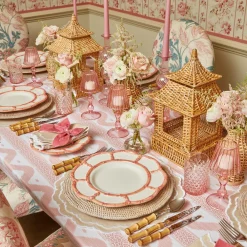 Mrs. Alice Bamboo Crockery|Pink Petal Bamboo Starter Plate