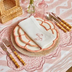 Mrs. Alice Starter Plates|Pink Petal Bamboo Starter Plates (Set Of 4)