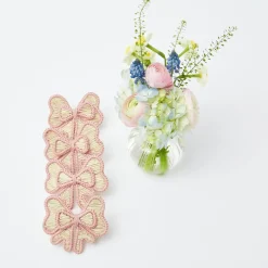 Mrs. Alice Rattan Tableware|Pink Rattan Napkin Bow (Set Of 4)