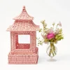 Mrs. Alice Candle Holders|Pink Rattan Pagoda Lantern