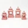 Mrs. Alice Rattan Tableware|Pink Rattan Pagoda Lantern Set