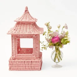 Mrs. Alice Pagodas & Lanterns|Pink Rattan Pagoda Lantern