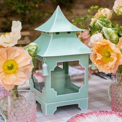 Mrs. Alice Candle Holders|Pistachio Green Pagoda Lantern