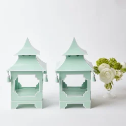 Mrs. Alice Candle Holders|Pistachio Green Pagoda Lantern