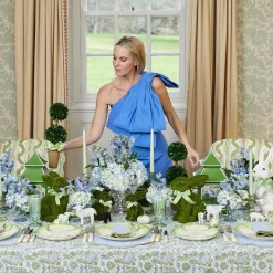 Mrs. Alice Decoration Sets|Potted Boxwood With Green Bow Decoration Set