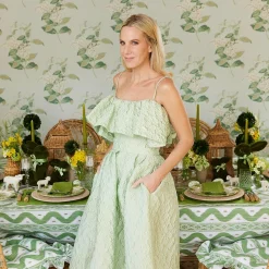 Mrs. Alice Decoration Sets|Potted Boxwood With Green Bow Decoration Set