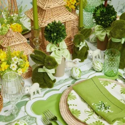 Mrs. Alice Decoration Sets|Potted Boxwood With Green Bow Decoration Set