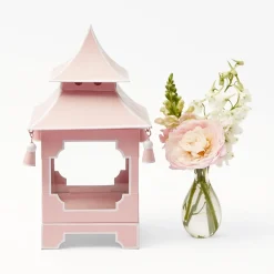 Mrs. Alice Candle Holders|Powder Pink Pagoda Lantern