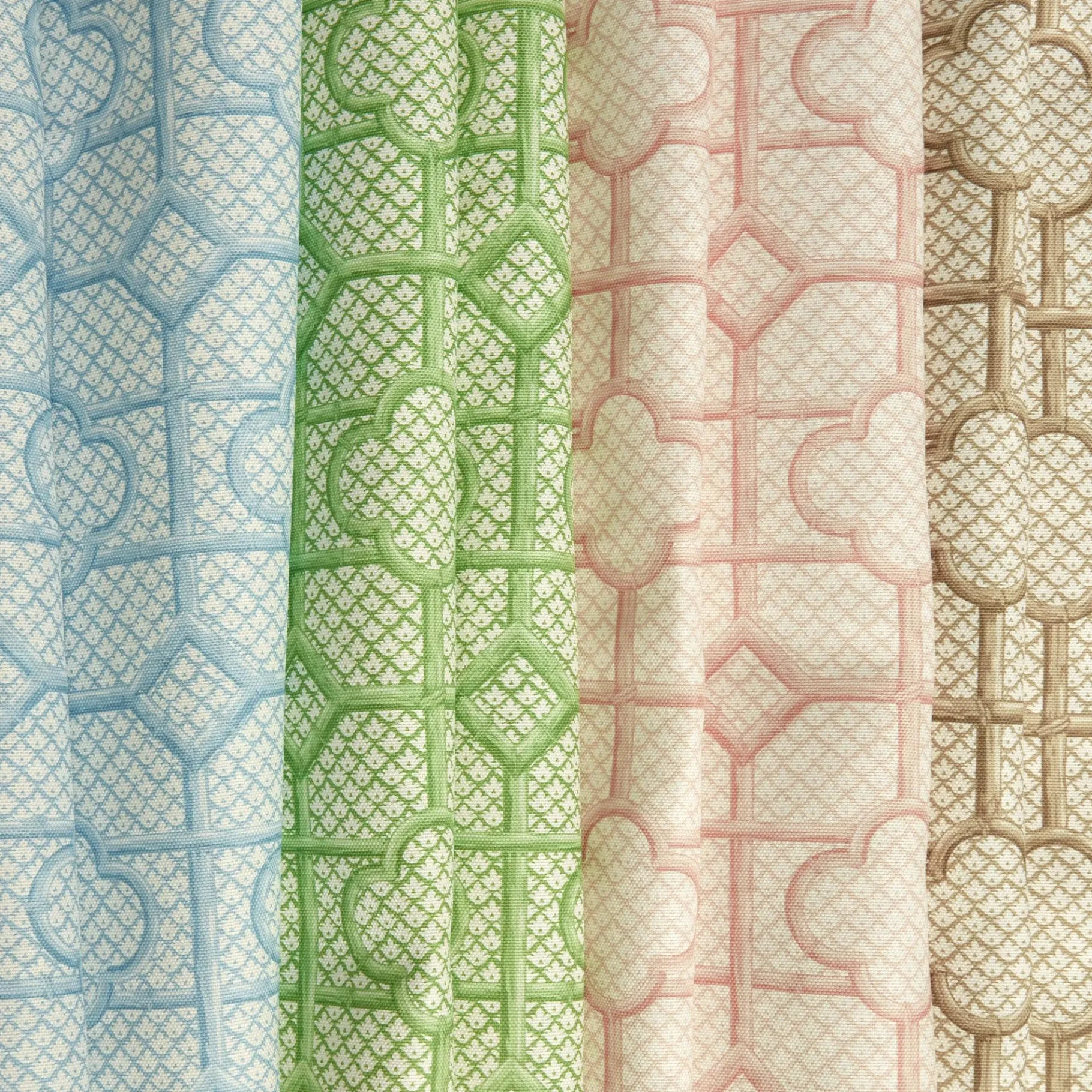 Mrs. Alice Serena Fresson Fabrics|Putty Bamboo Trellis Fabric