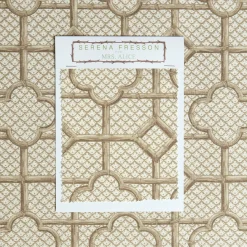 Mrs. Alice Serena Fresson Fabrics|Putty Bamboo Trellis Fabric
