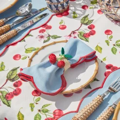 Mrs. Alice Napkin Rings, Bows & Wreaths|Raffia Cherry Napkin Holders (Set Of 4)