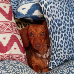 Mrs. Alice Serena Fresson Fabrics|Raspberry Pink Ikat Stripe Fabric