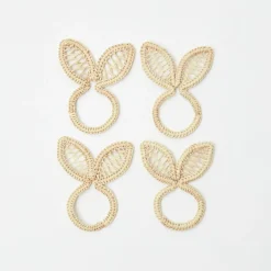Mrs. Alice Napkin Rings, Bows & Wreaths|Rattan Bunny Napkin Rings (Set Of 4)