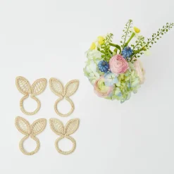 Mrs. Alice Napkin Rings, Bows & Wreaths|Rattan Bunny Napkin Rings (Set Of 4)