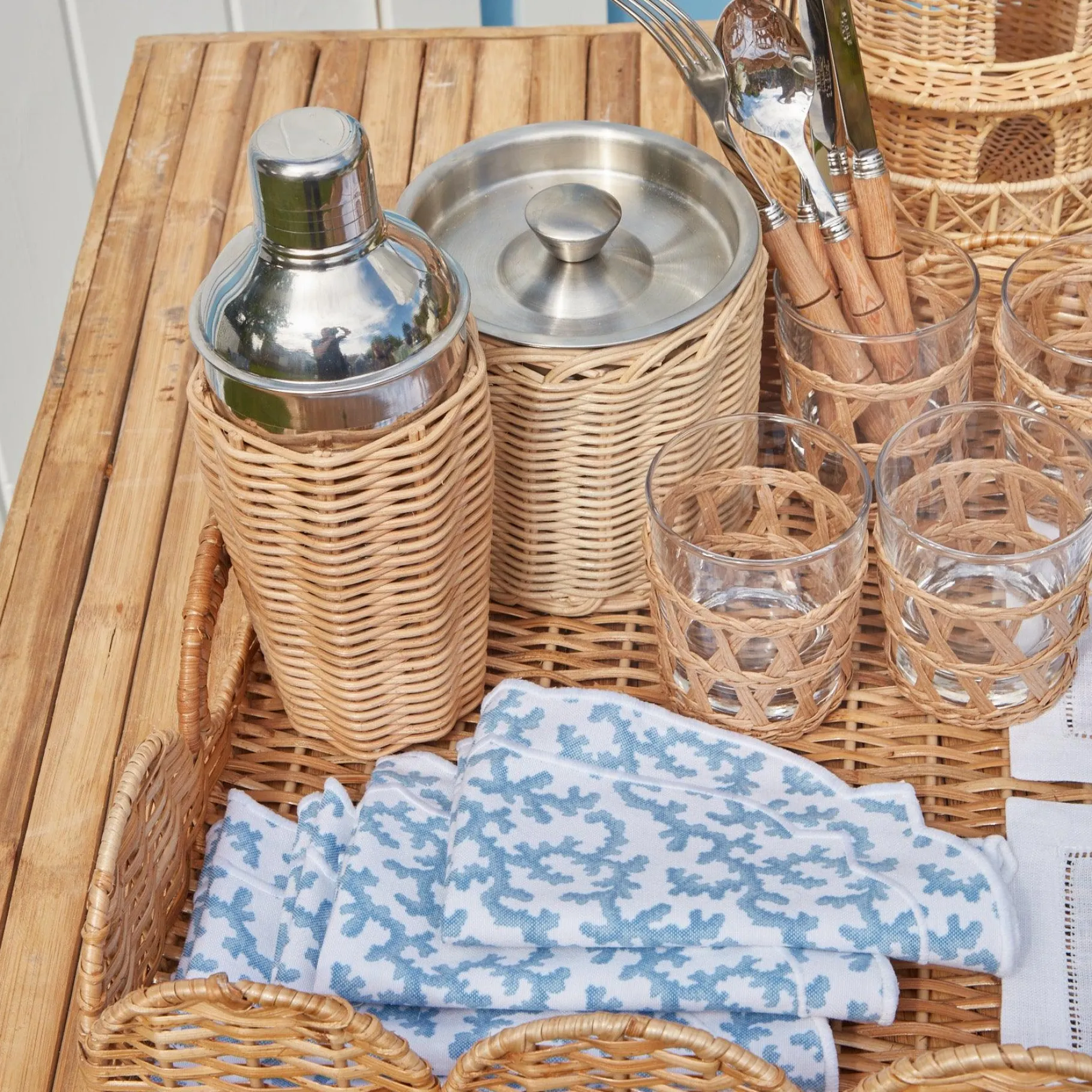 Mrs. Alice Rattan Tableware|Rattan Cocktail Shaker