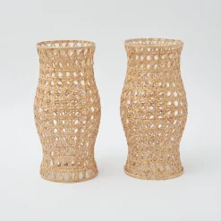 Mrs. Alice Rattan Tableware|Rattan Hurricane Lantern (Pair)