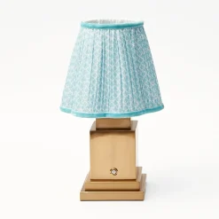 Mrs. Alice Lamps & Lighting|Rechargeable Lamp With Baby Blue Lotus Lampshade