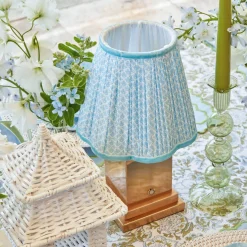 Mrs. Alice Lamps & Lighting|Rechargeable Lamp With Baby Blue Lotus Lampshade