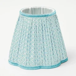 Mrs. Alice Lamps & Lighting|Rechargeable Lamp With Baby Blue Lotus Lampshade