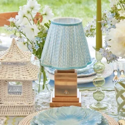 Mrs. Alice Lamps & Lighting|Rechargeable Lamp With Baby Blue Lotus Lampshade
