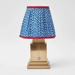 Mrs. Alice Lamps & Lighting|Rechargeable Lamp With Blue Lotus Lampshade