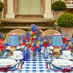 Mrs. Alice Lamps & Lighting|Rechargeable Lamp With Blue Lotus Lampshade