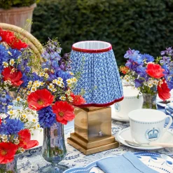 Mrs. Alice Lamps & Lighting|Rechargeable Lamp With Blue Lotus Lampshade