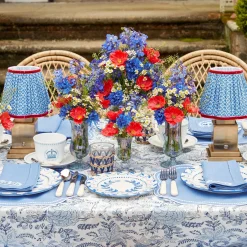 Mrs. Alice Lamps & Lighting|Rechargeable Lamp With Blue Lotus Lampshade