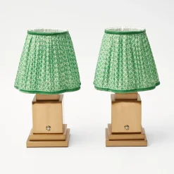 Mrs. Alice Lamps & Lighting|Rechargeable Lamp With Green Lotus Lampshade