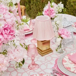 Mrs. Alice Lamps & Lighting|Rechargeable Lamp With Pink Lotus Lampshade