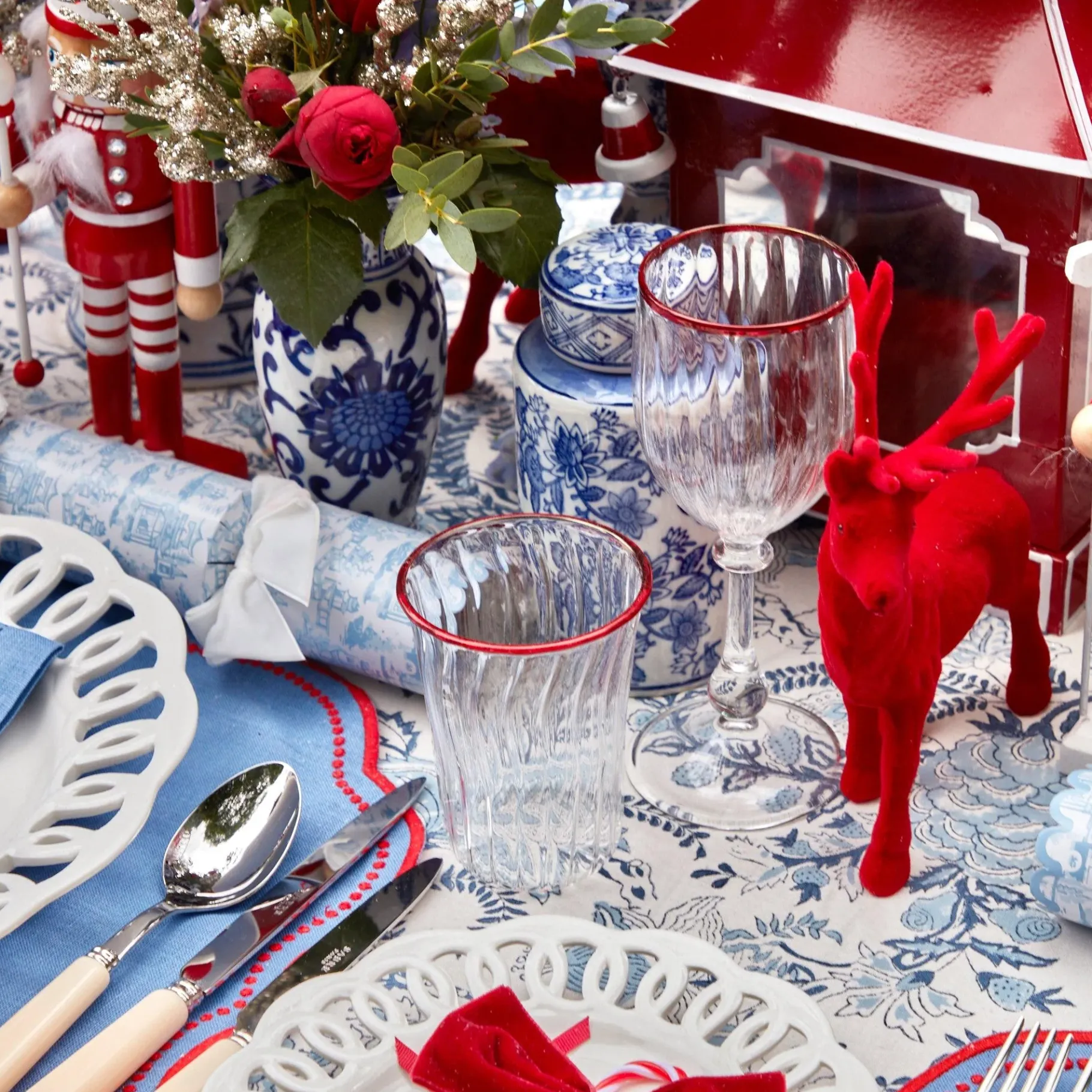 Mrs. Alice Glassware Sets|Red Rim Glassware (Set Of 8)