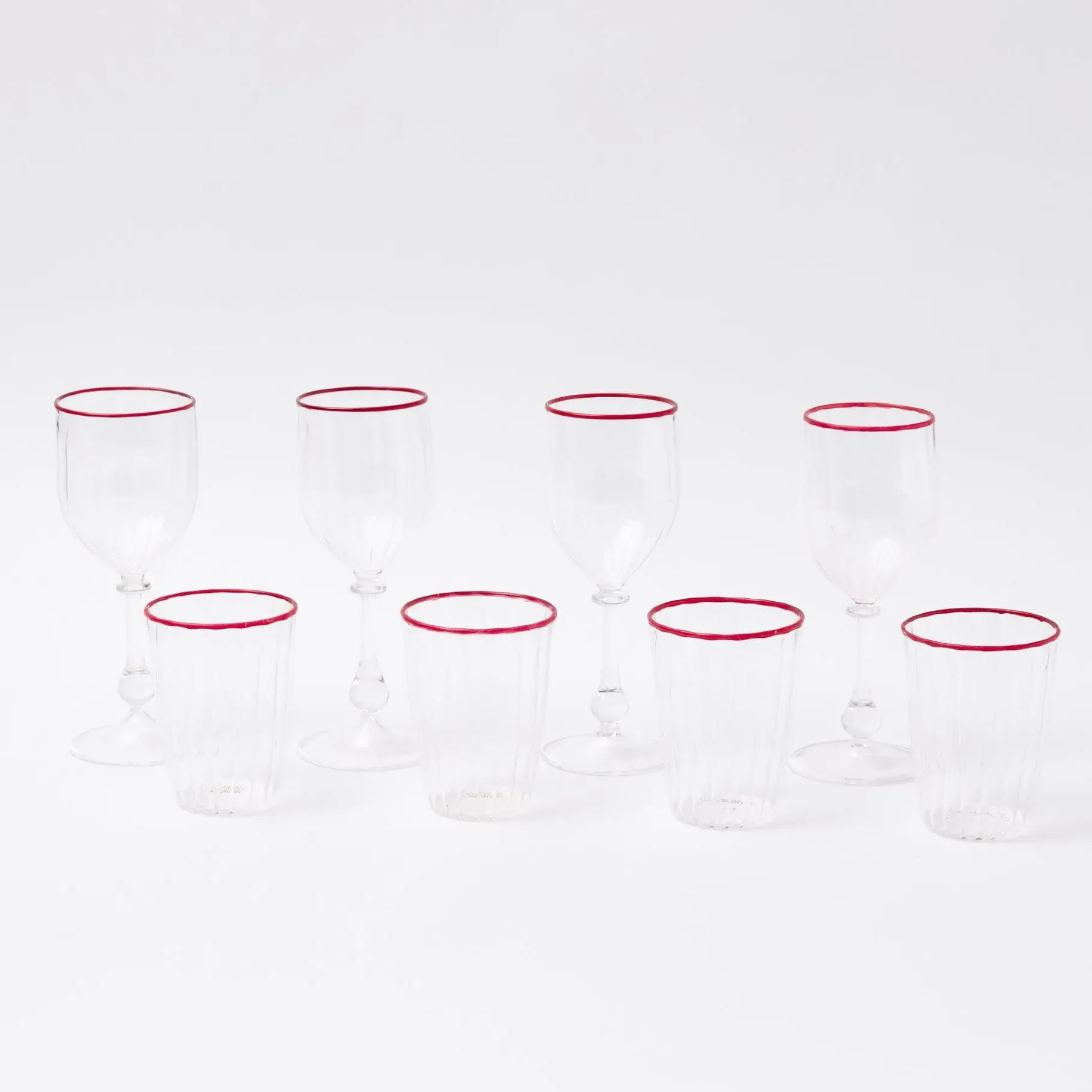 Mrs. Alice Glassware Sets|Red Rim Glassware (Set Of 8)