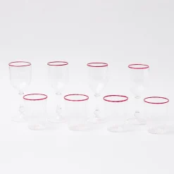 Mrs. Alice Glasses|Red Rim Glassware (Set Of 8)