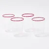 Mrs. Alice Glasses|Red Rim Water Glasses (Set Of 4)