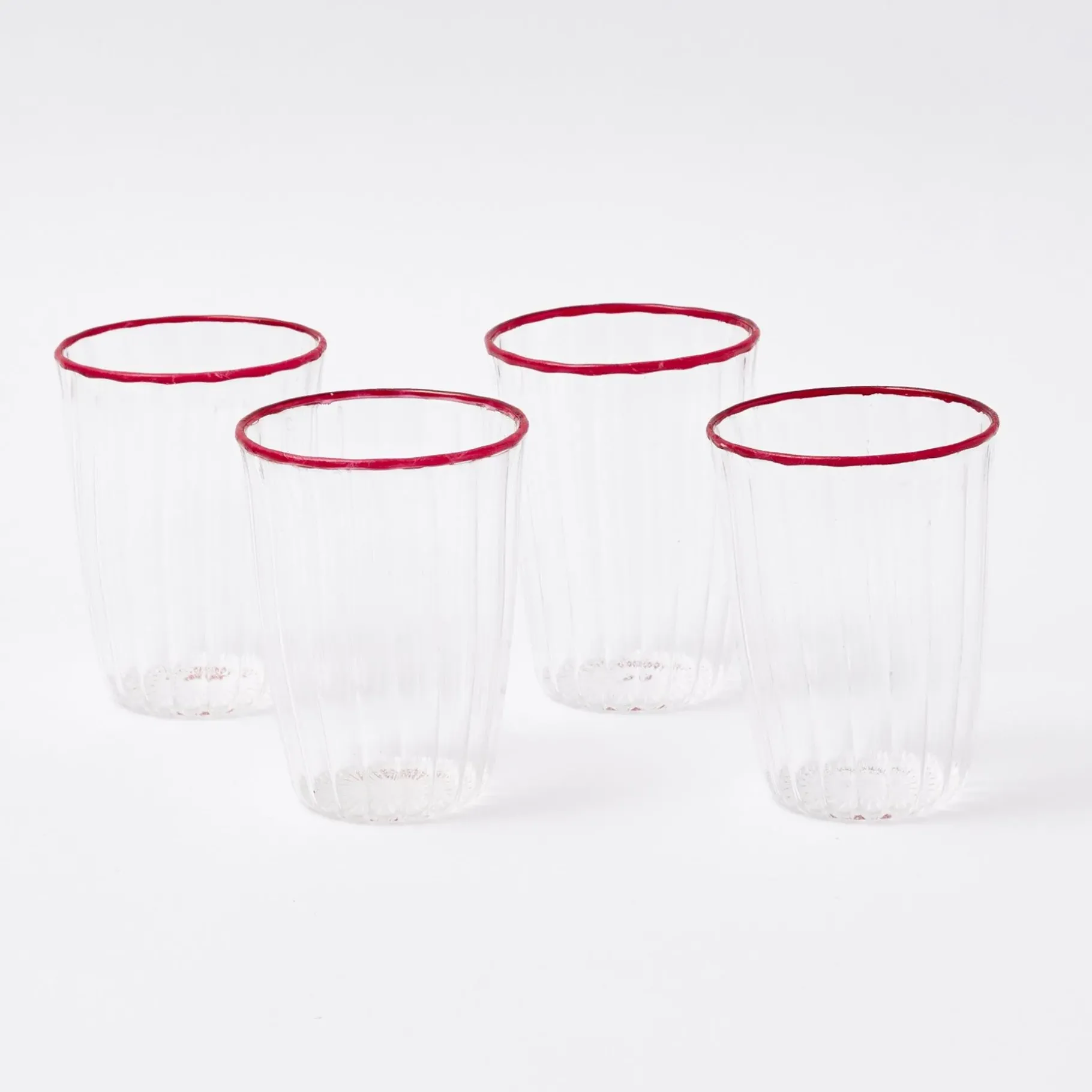 Mrs. Alice Glasses|Red Rim Water Glasses (Set Of 4)