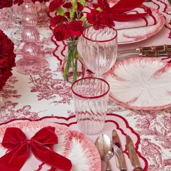 Mrs. Alice Glasses|Red Rim Water Glasses (Set Of 4)