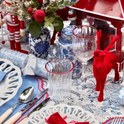 Mrs. Alice Glasses|Red Rim Wine Glasses (Set Of 4)