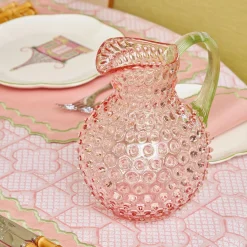 Mrs. Alice Jugs|Rose Hobnail Jug With Emerald Handle