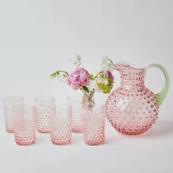 Mrs. Alice Jugs|Rose Hobnail Jug With Emerald Handle