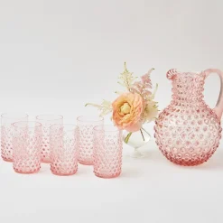 Mrs. Alice Jugs|Rose Pink Hobnail Jug