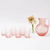 Mrs. Alice Glassware Sets|Rose Pink Hobnail Water Glasses & Jug Set