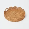Mrs. Alice Trays & Liners|Round Rattan Scalloped Tray