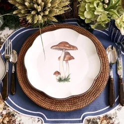 Mrs. Alice Crockery Sets|Scalloped Mushroom Dinner Plate (Set Of 4)