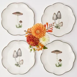 Mrs. Alice Crockery Sets|Scalloped Mushroom Starter Plates (Set Of 4)