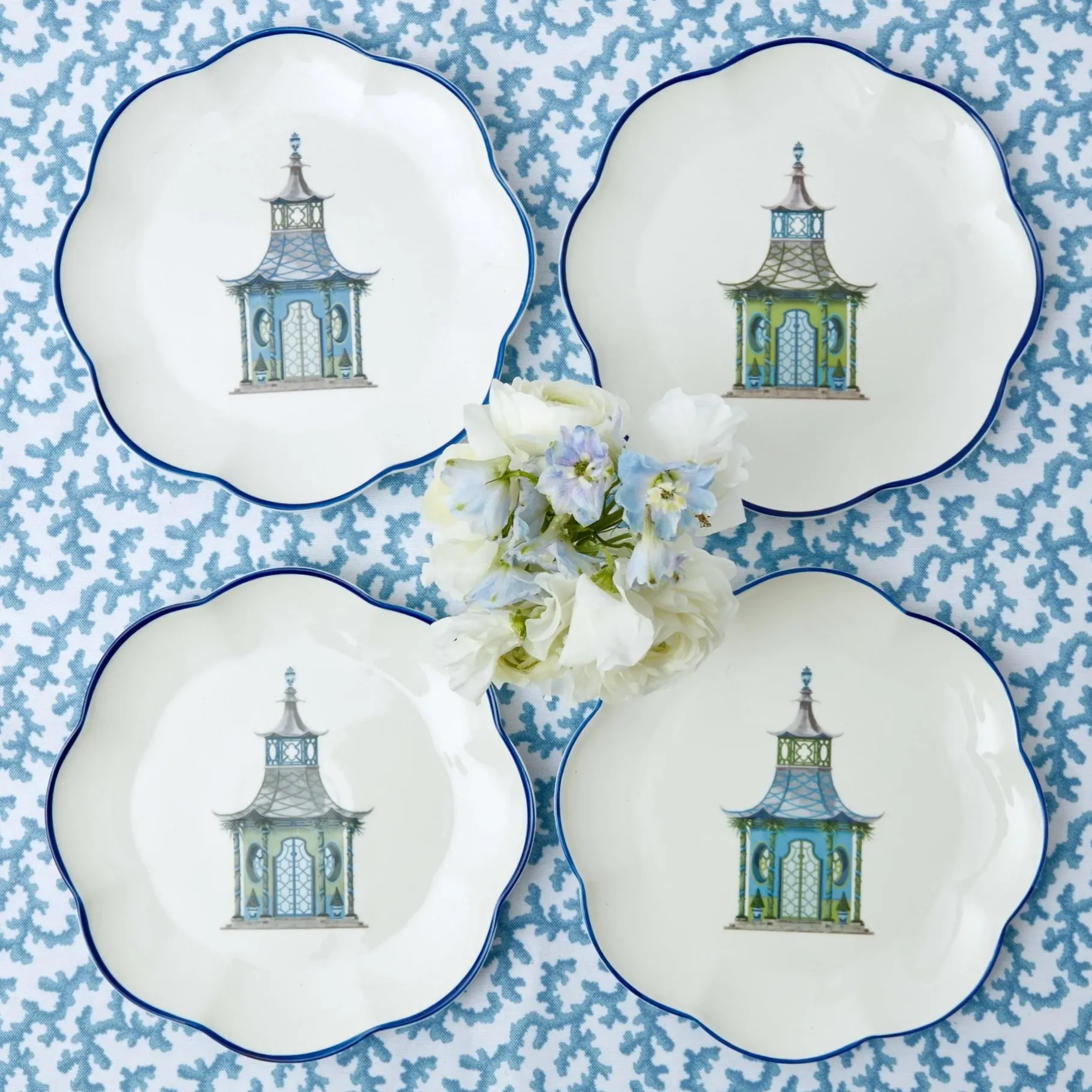 Mrs. Alice Crockery Sets|Scalloped Pagoda Starter Plate (Set Of 4)