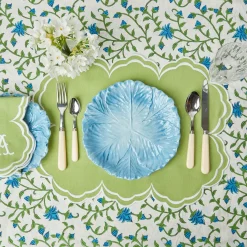 Mrs. Alice Placemats|Serena Apple Green Scalloped Placemats (Set Of 4)