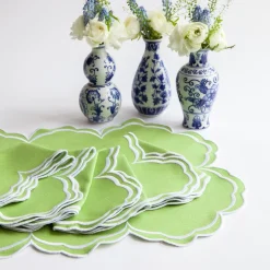 Mrs. Alice Napkins|Serena Apple Green Scalloped Napkins (Set Of 4)