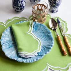 Mrs. Alice Napkins|Serena Apple Green Scalloped Napkins (Set Of 4)