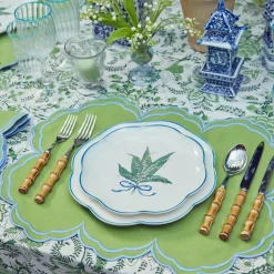 Mrs. Alice Placemats|Serena Apple Green With Blue Placemats (Set Of 4)